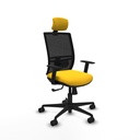 Yunquera sincro malla negra similpiel amarillo brazos 1D base nailon cabecero 1D ruedas 65mm nailon