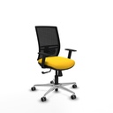 Yunquera sincro malla negra similpiel amarillo brazos 1D base aluminio ruedas 65mm engomadas
