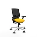 Yunquera sincro malla negra similpiel amarillo brazos 3D base blanca ruedas 65mm engomadas