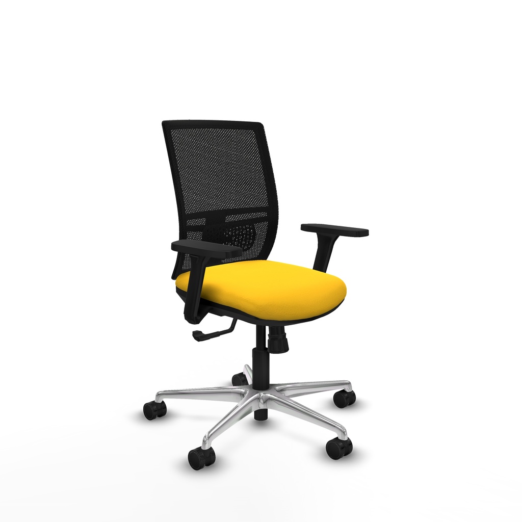 Yunquera sincro malla negra similpiel amarillo brazos 3D base aluminio ruedas 65mm nailon