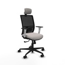 Yunquera sincro malla negra similpiel blanco brazos blancos base nailon cabecero 1D ruedas 65mm nailon