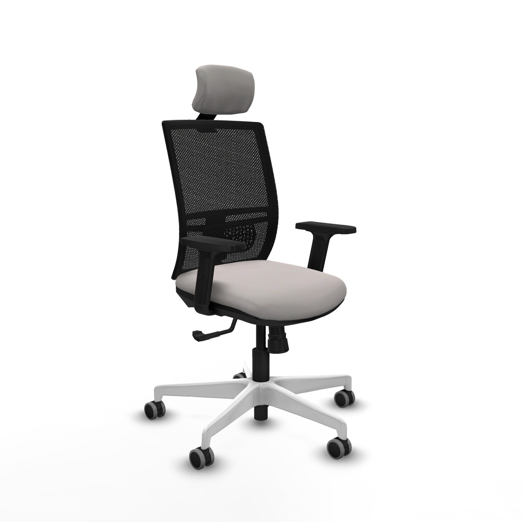 Yunquera sincro malla negra similpiel blanco brazos 2D base blanca cabecero 1D ruedas 65mm engomadas