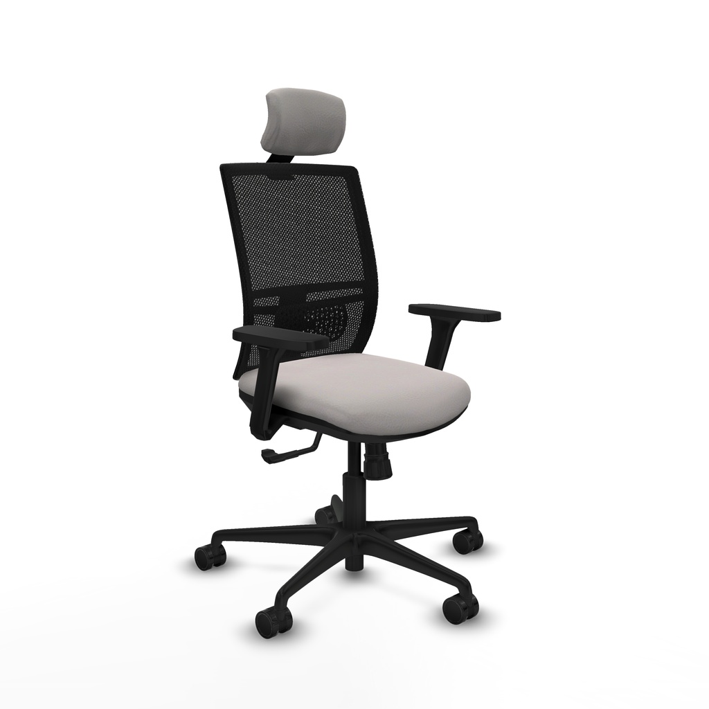 Yunquera sincro malla negra similpiel blanco brazos 3D base nailon cabecero 1D ruedas 65mm nailon