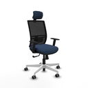 Yunquera sincro malla negra similpiel azul marino brazos 1D base blanca cabecero 1D ruedas 65mm engomadas