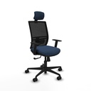 Yunquera sincro malla negra similpiel azul marino brazos 1D base nailon cabecero 1D ruedas 65mm nailon