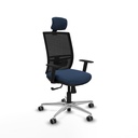 Yunquera sincro malla negra similpiel azul marino brazos 1D base aluminio cabecero 1D ruedas 65mm engomadas
