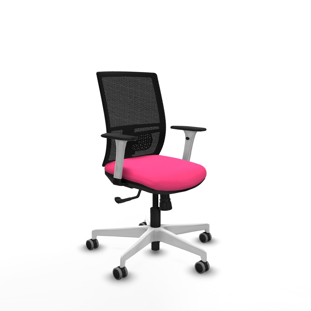 Yunquera sincro malla negra similpiel rosa brazos blancos base blanca ruedas 65mm engomadas