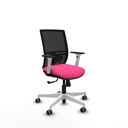 Yunquera sincro malla negra similpiel rosa brazos blancos base blanca ruedas 65mm engomadas