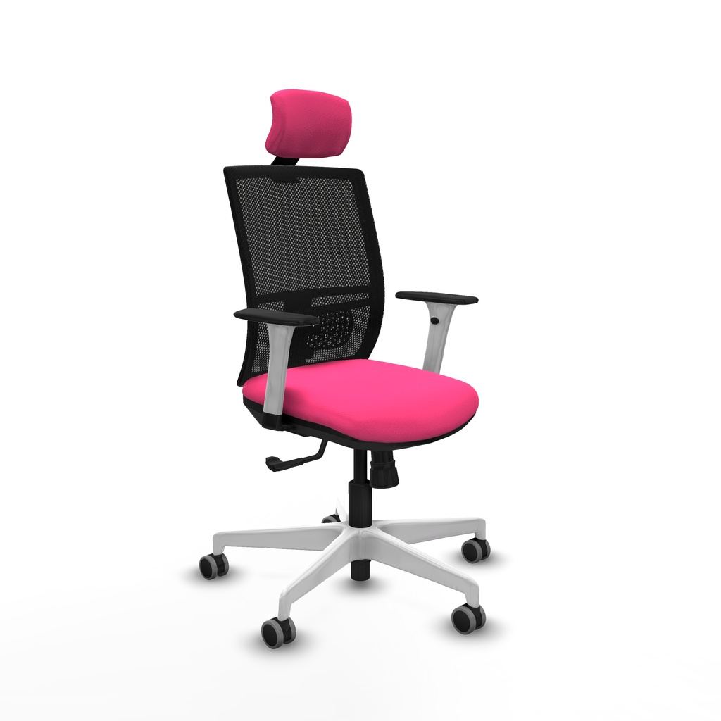 Yunquera sincro malla negra similpiel rosa brazos blancos base blanca cabecero 1D ruedas 65mm engomadas