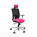 Yunquera sincro malla negra similpiel rosa brazos blancos base blanca cabecero 1D ruedas 65mm engomadas