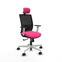 Yunquera sincro malla negra similpiel rosa brazos blancos base blanca cabecero 1D ruedas 65mm nailon
