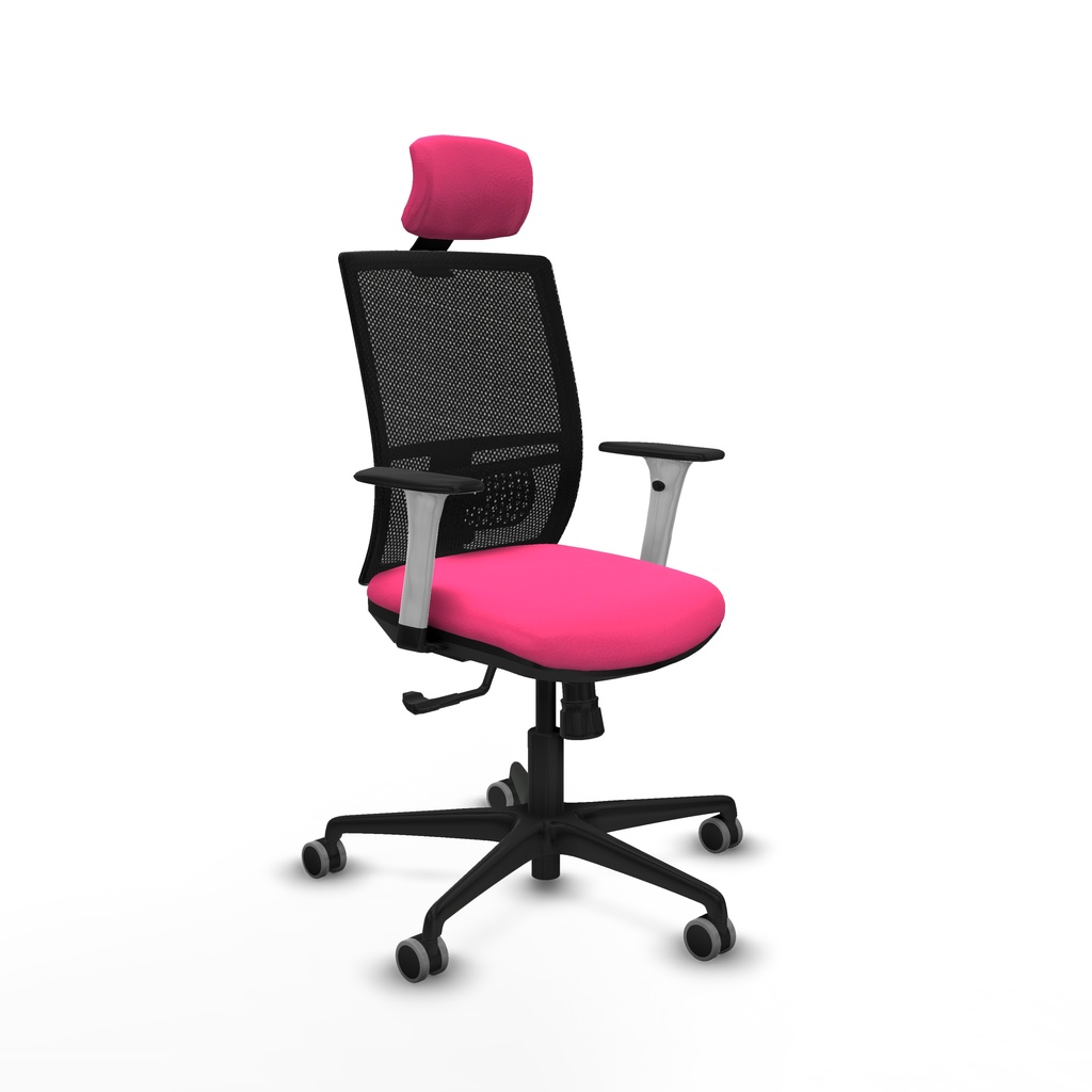 Yunquera sincro malla negra similpiel rosa brazos blancos base nailon cabecero 1D ruedas 65mm engomadas