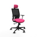 Yunquera sincro malla negra similpiel rosa brazos blancos base nailon cabecero 1D ruedas 65mm engomadas