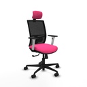 Yunquera sincro malla negra similpiel rosa brazos blancos base nailon cabecero 1D ruedas 65mm nailon