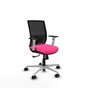 Yunquera sincro malla negra similpiel rosa brazos blancos base aluminio ruedas 65mm nailon