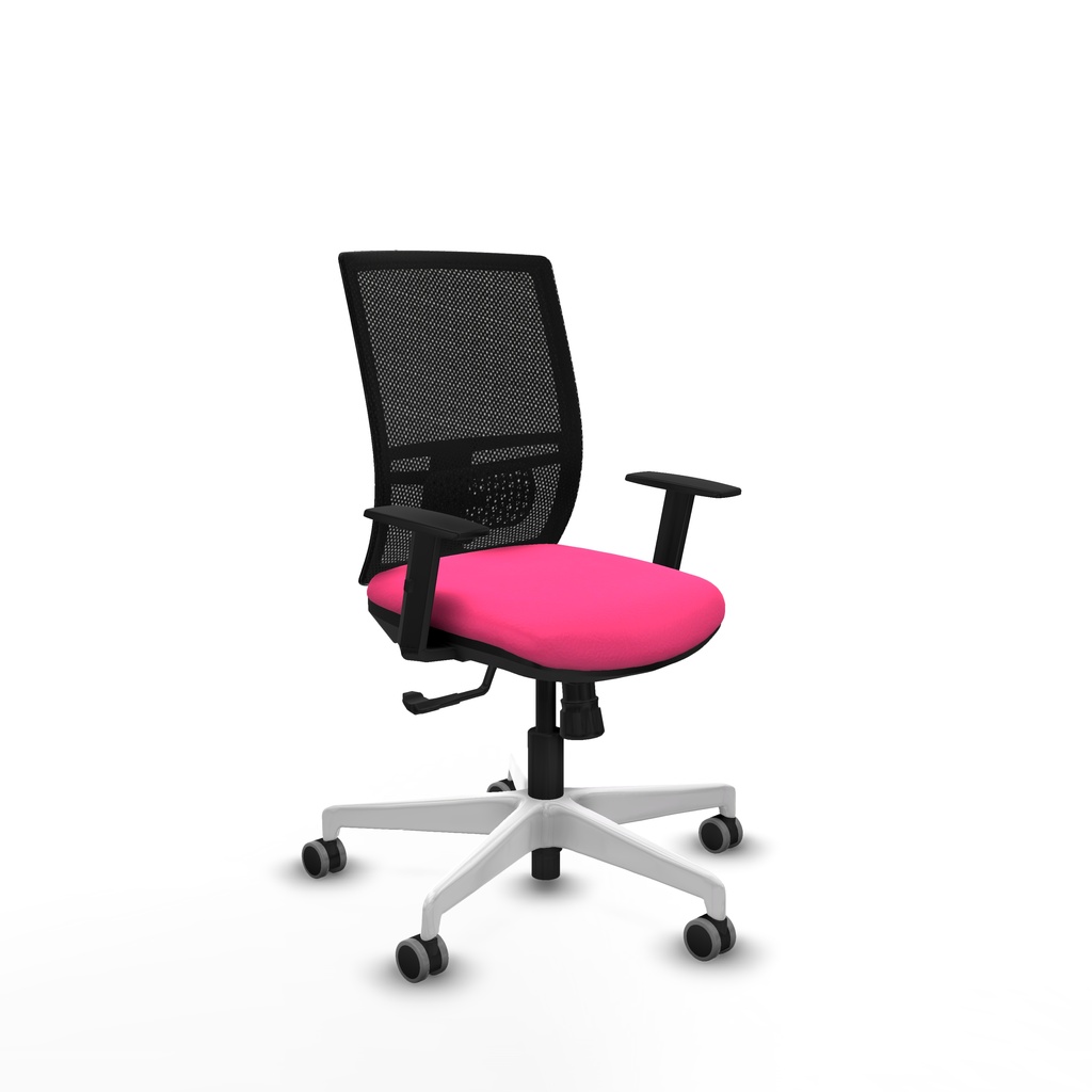 Yunquera sincro malla negra similpiel rosa brazos 1D base blanca ruedas 65mm engomadas