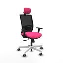 Yunquera sincro malla negra similpiel rosa brazos 1D base blanca cabecero 1D ruedas 65mm engomadas