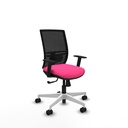 Yunquera sincro malla negra similpiel rosa brazos 1D base blanca ruedas 65mm nailon