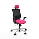 Yunquera sincro malla negra similpiel rosa brazos 1D base blanca cabecero 1D ruedas 65mm nailon