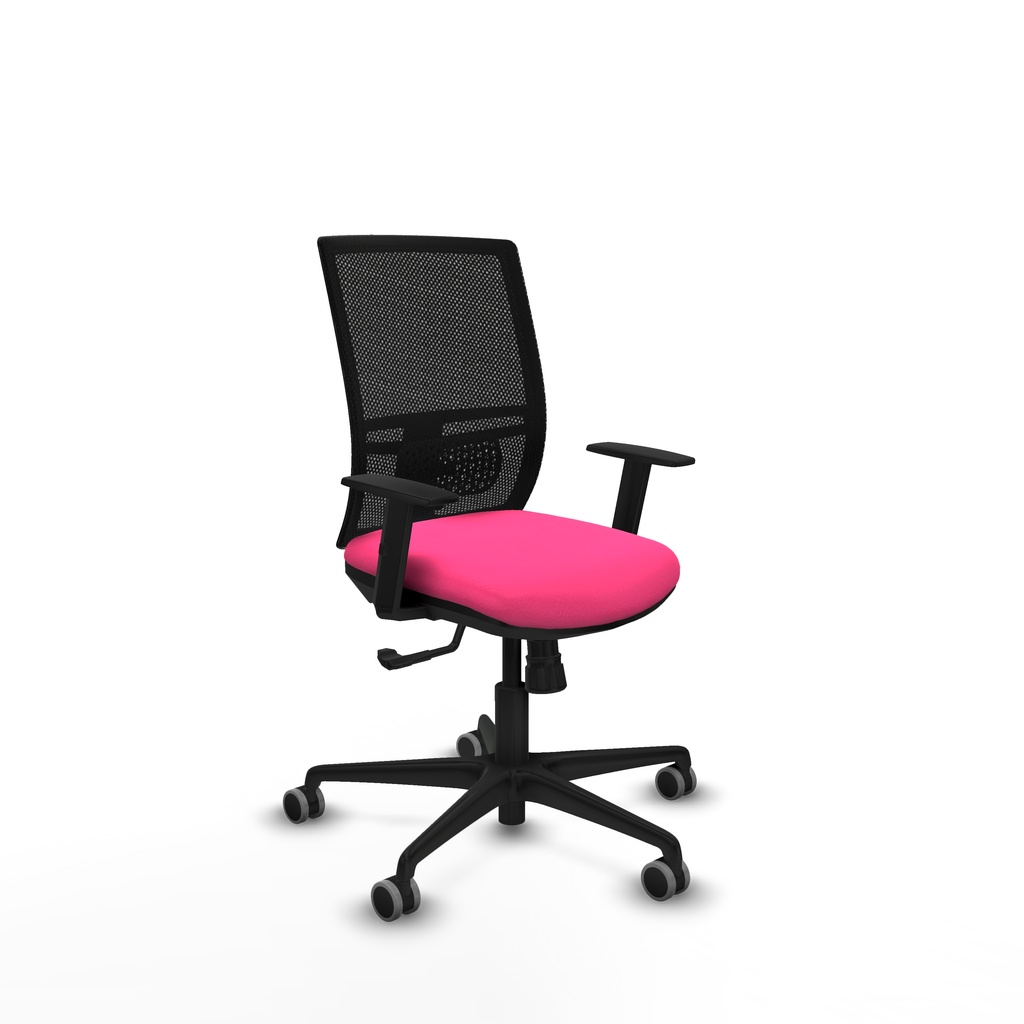 Yunquera sincro malla negra similpiel rosa brazos 1D base nailon ruedas 65mm engomadas