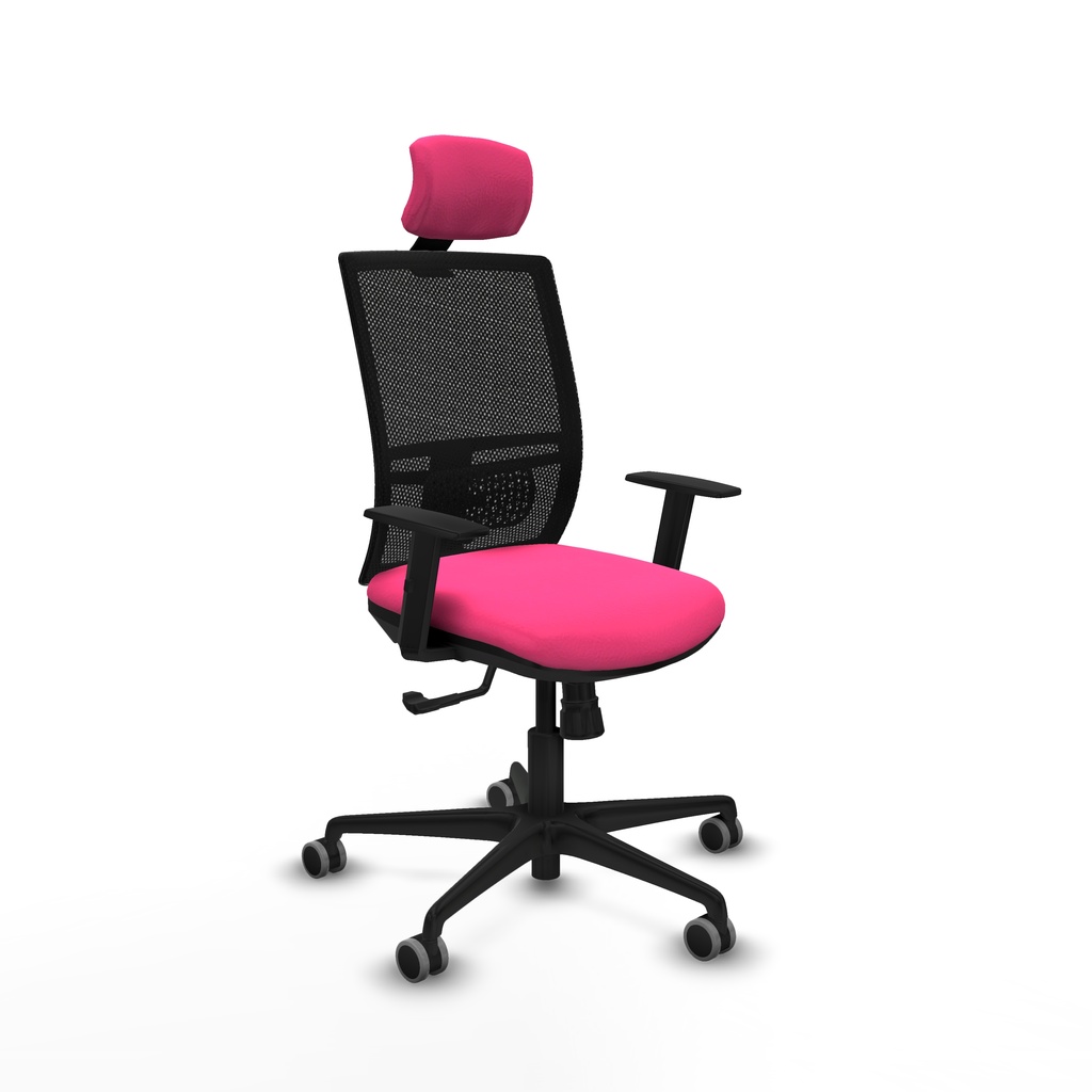 Yunquera sincro malla negra similpiel rosa brazos 1D base nailon cabecero 1D ruedas 65mm engomadas