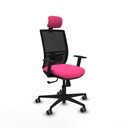 Yunquera sincro malla negra similpiel rosa brazos 1D base nailon cabecero 1D ruedas 65mm engomadas