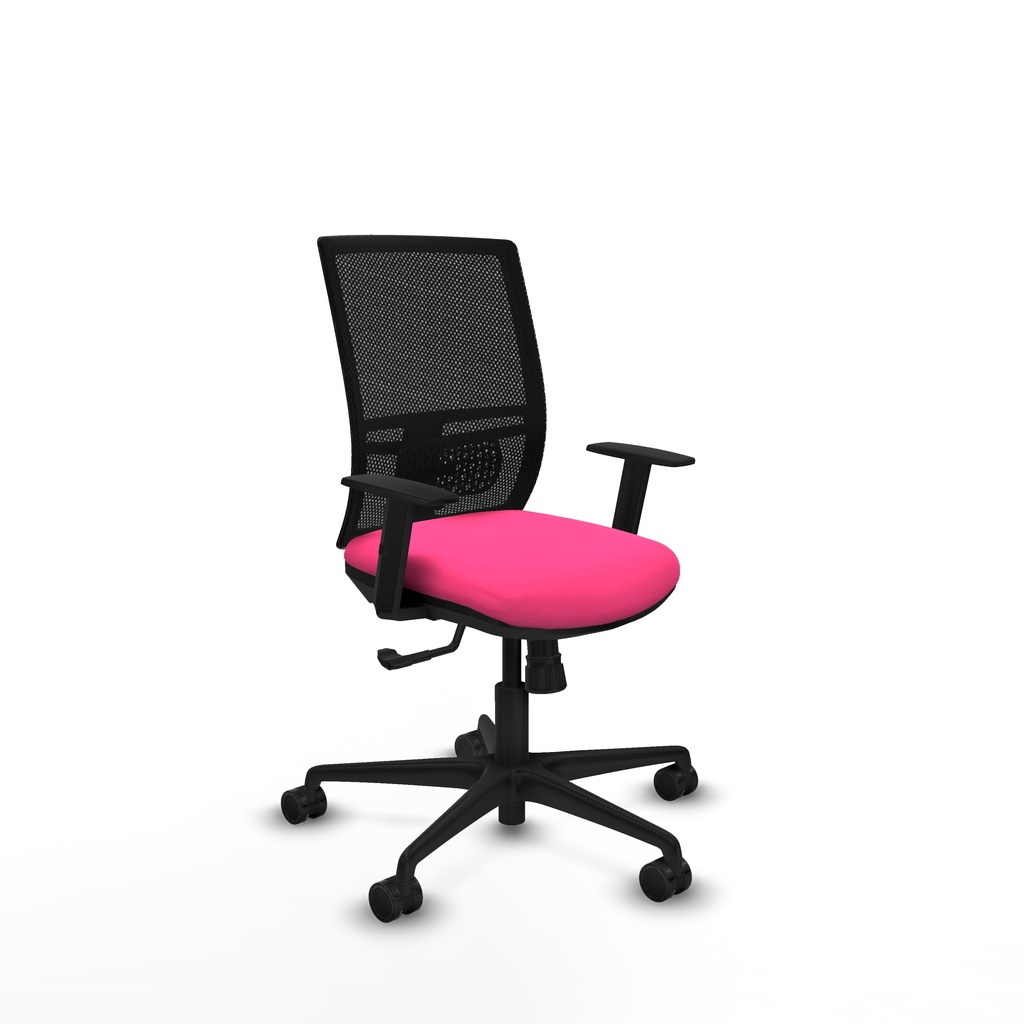 Yunquera sincro malla negra similpiel rosa brazos 1D base nailon ruedas 65mm nailon