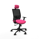 Yunquera sincro malla negra similpiel rosa brazos 1D base nailon cabecero 1D ruedas 65mm nailon