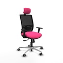 Yunquera sincro malla negra similpiel rosa brazos 1D base aluminio cabecero 1D ruedas 65mm engomadas