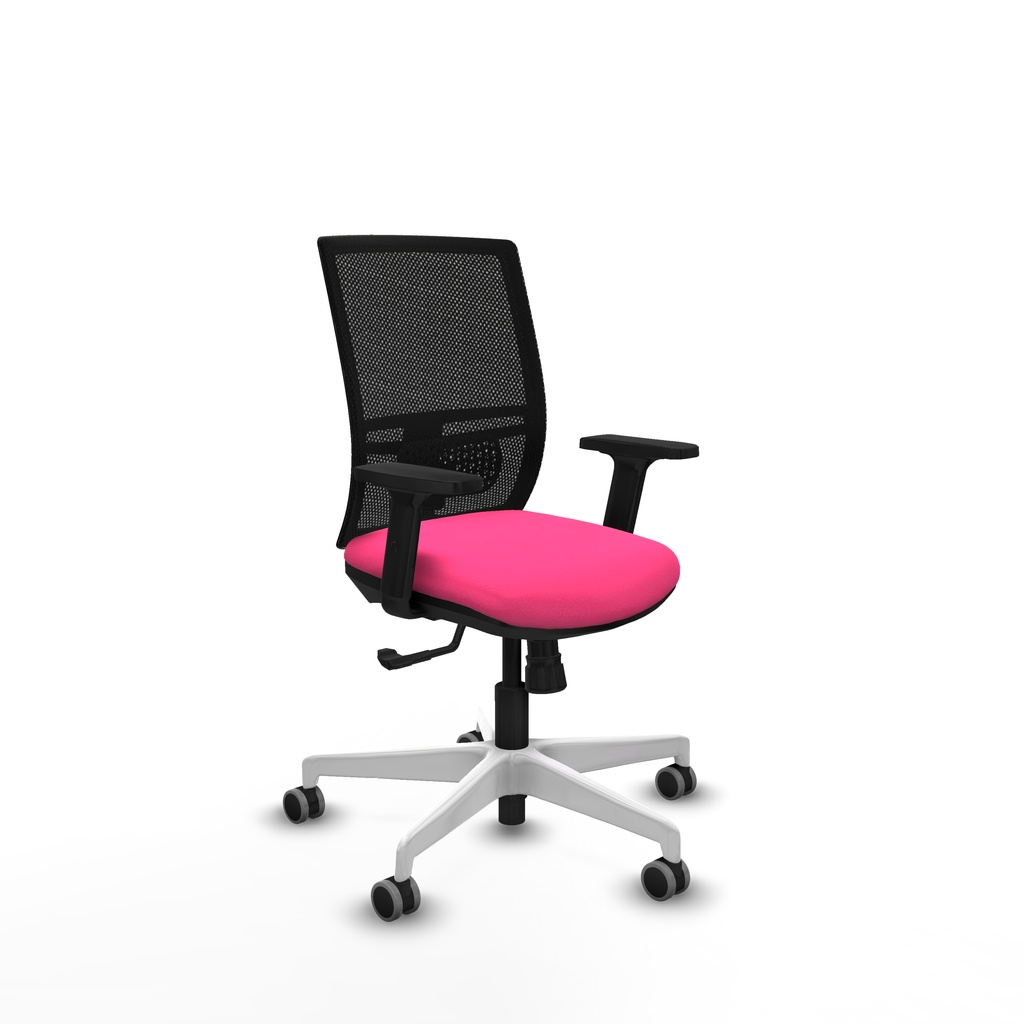 Yunquera sincro malla negra similpiel rosa brazos 2D base blanca ruedas 65mm engomadas