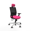 Yunquera sincro malla negra similpiel rosa brazos 2D base blanca cabecero 1D ruedas 65mm engomadas