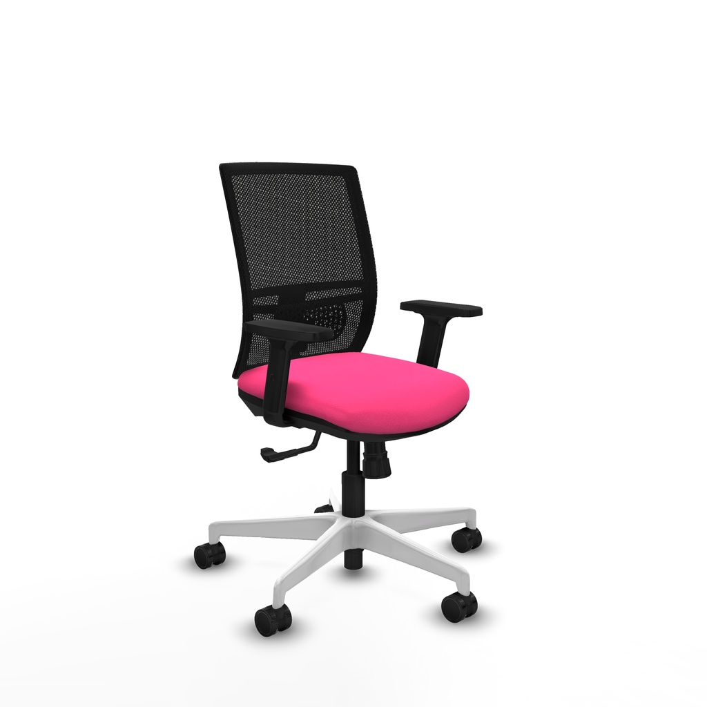 Yunquera sincro malla negra similpiel rosa brazos 2D base blanca ruedas 65mm nailon