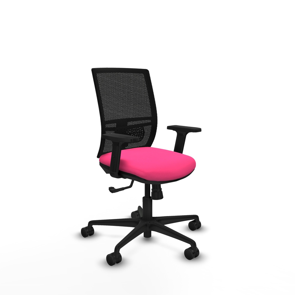 Yunquera sincro malla negra similpiel rosa brazos 2D base nailon ruedas 65mm nailon
