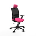 Yunquera sincro malla negra similpiel rosa brazos 2D base nailon cabecero 1D ruedas 65mm nailon