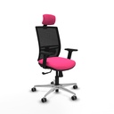 Yunquera sincro malla negra similpiel rosa brazos 2D base aluminio cabecero 1D ruedas 65mm engomadas