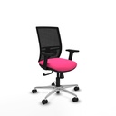 Yunquera sincro malla negra similpiel rosa brazos 2D base aluminio ruedas 65mm nailon