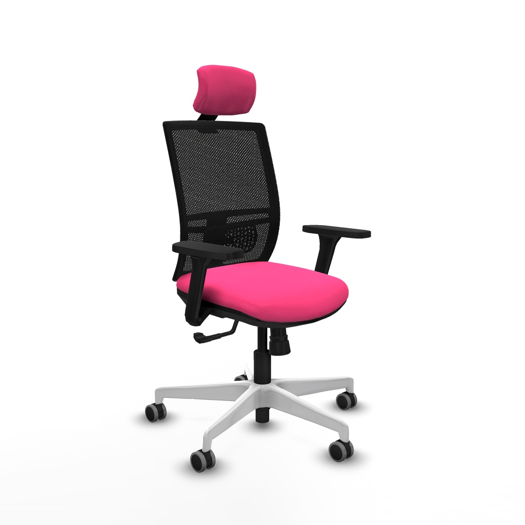 Yunquera sincro malla negra similpiel rosa brazos 3D base blanca cabecero 1D ruedas 65mm engomadas