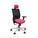 Yunquera sincro malla negra similpiel rosa brazos 3D base blanca cabecero 1D ruedas 65mm engomadas