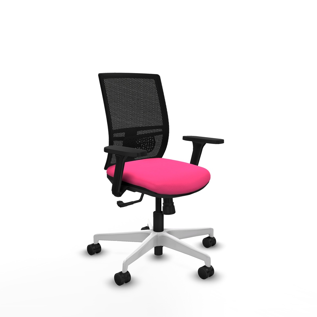 Yunquera sincro malla negra similpiel rosa brazos 3D base blanca ruedas 65mm nailon