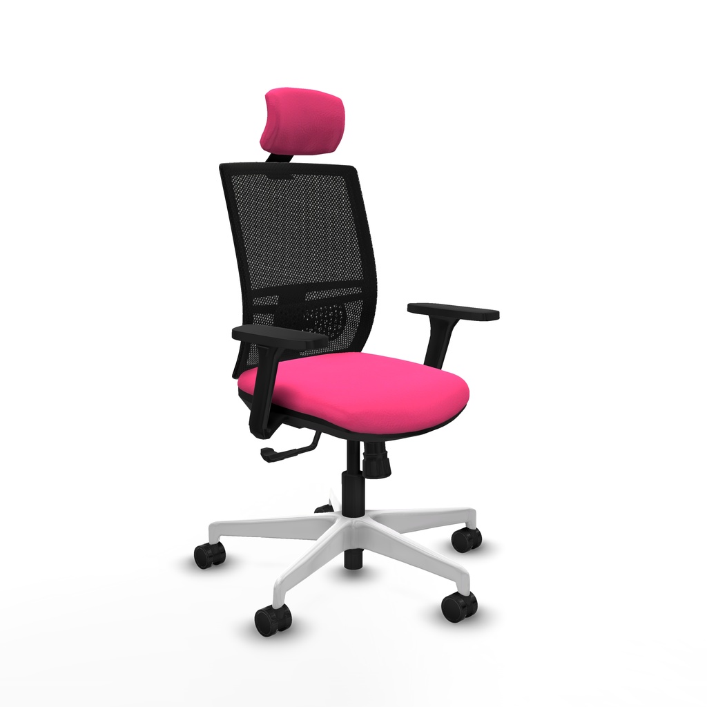 Yunquera sincro malla negra similpiel rosa brazos 3D base blanca cabecero 1D ruedas 65mm nailon