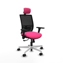 Yunquera sincro malla negra similpiel rosa brazos 3D base blanca cabecero 1D ruedas 65mm nailon