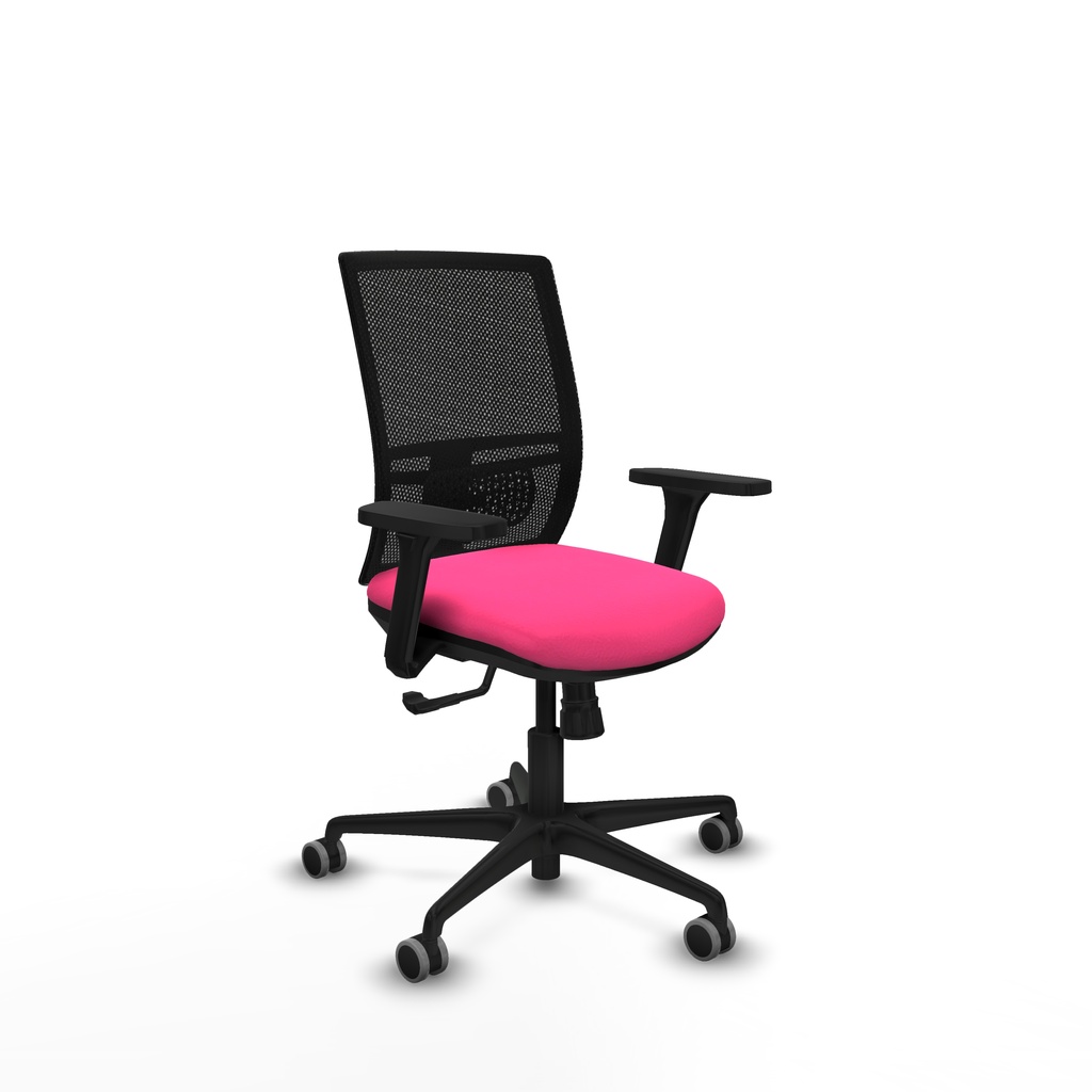 Yunquera sincro malla negra similpiel rosa brazos 3D base nailon ruedas 65mm engomadas