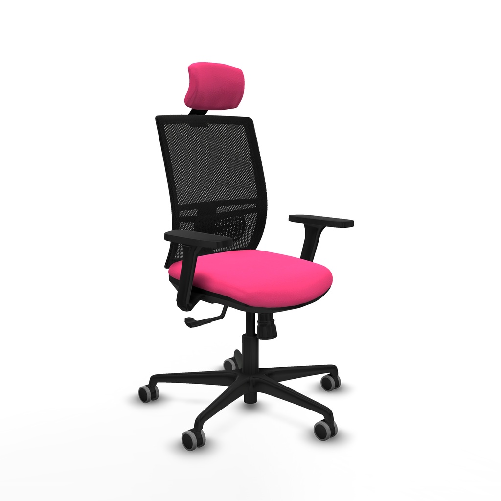 Yunquera sincro malla negra similpiel rosa brazos 3D base nailon cabecero 1D ruedas 65mm engomadas