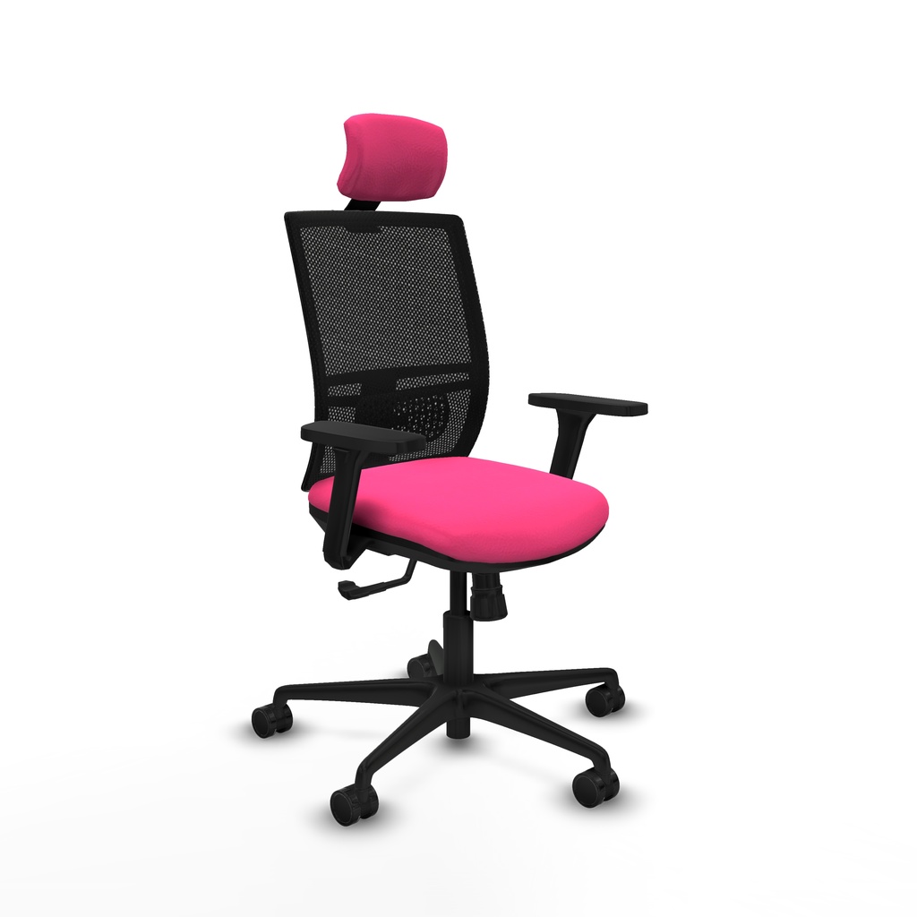 Yunquera sincro malla negra similpiel rosa brazos 3D base nailon cabecero 1D ruedas 65mm nailon