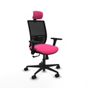 Yunquera sincro malla negra similpiel rosa brazos 3D base nailon cabecero 1D ruedas 65mm nailon