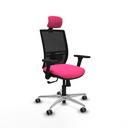 Yunquera sincro malla negra similpiel rosa brazos 3D base aluminio cabecero 1D ruedas 65mm engomadas