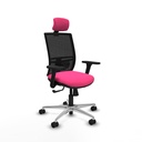Yunquera sincro malla negra similpiel rosa brazos 3D base aluminio cabecero 1D ruedas 65mm nailon