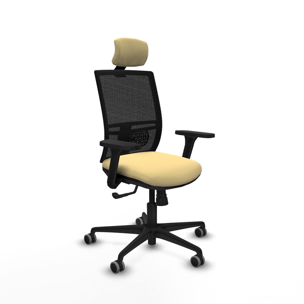 Yunquera sincro malla negra similpiel crema brazos 3D base nailon cabecero 1D ruedas 65mm engomadas