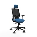 Yunquera sincro malla negra similpiel azul claro brazos blancos base nailon cabecero 1D ruedas 65mm engomadas