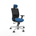 Yunquera sincro malla negra similpiel azul claro brazos 2D base blanca cabecero 1D ruedas 65mm engomadas